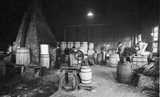 black and white photo of the barrel production  workshop from 1927