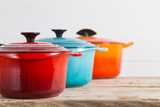 Colorful ceramic-coated pans—used to represent industrial coatings in the paints, coatings, and inks market segment.
