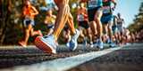 Group people running with focus on shoes