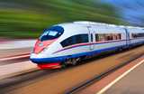 Modern train moving fast