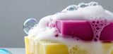 Shampoo bars with soap suds, personal care and cleaning products