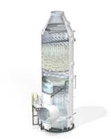 The Valmet flue gas scrubber employing chlorine dioxide to reduce NOx and SOx emissions. (Image courtesy of Valmet)