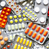 Packs of medicine, pills for pharma