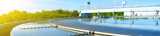 Modern wastewater treatment plant on a sunny day
