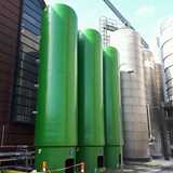 Green silos on production site