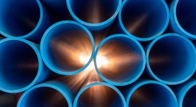 Blue PVC pipes with backlight