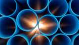 Blue PVC pipes with backlight