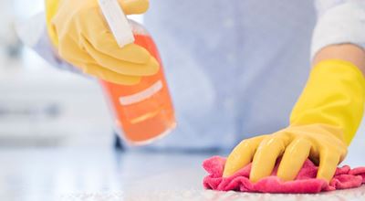 Close up of a woman using disinfectant to clean kitchen surface. As a leading producer of fatty amine-based products, Nouryon has the solution for your most challenging formulations: Triameen and Arquad biocide product lines. Both with highly effective biocidal active substance applicable in a variety of disinfectant for home care cleaners.