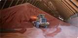 Potash granules in storage