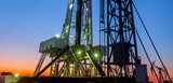 Oil platform during the drilling and completion process.