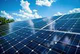 Solar panels under blue/clowdy sky