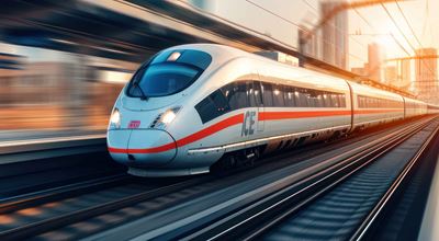 ICE train leaving from train station